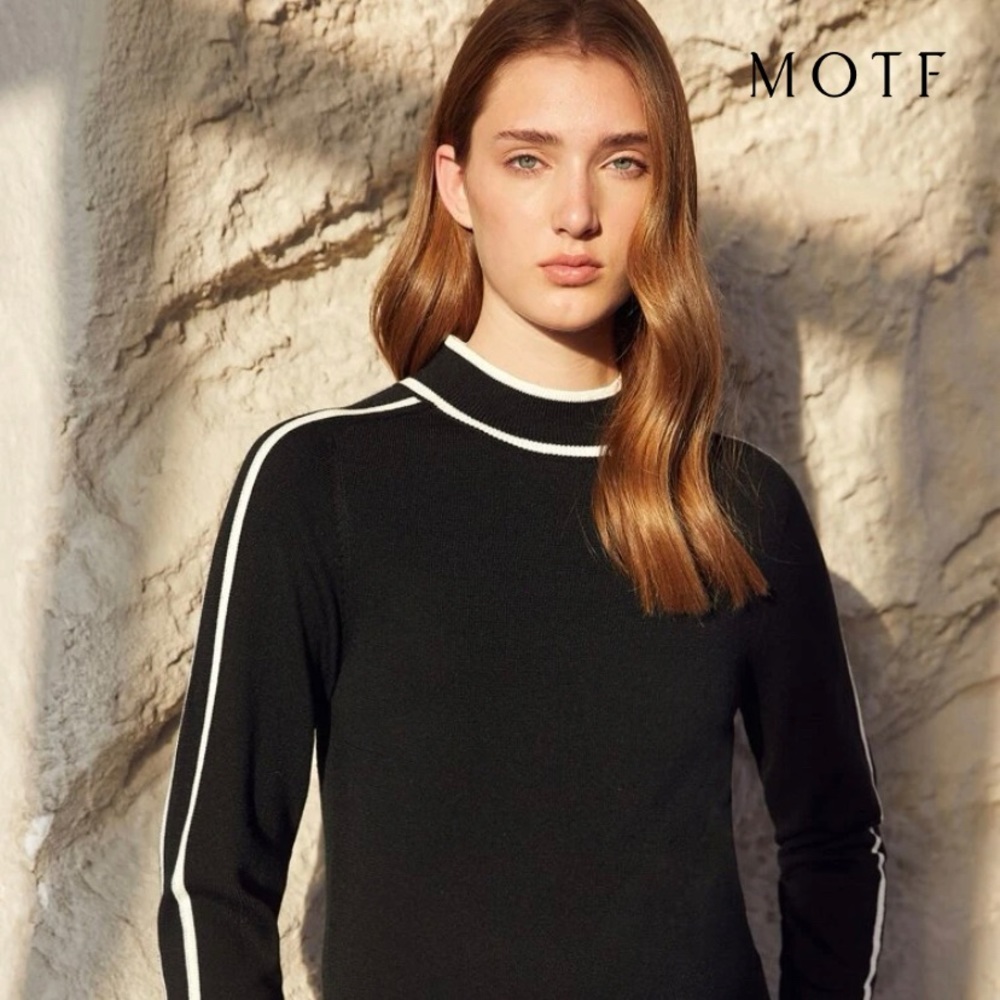 MOTF Premium wool mix contrast trim sweater